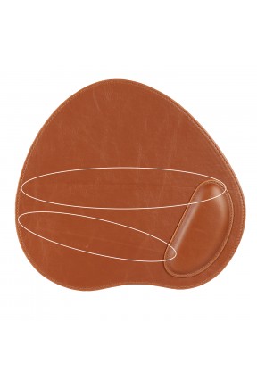 LONDO (MS-932) OVAL DERİ MOUSEPAD BİLEK DESTEKLİ RAHATLATICI SÜNGERLİ - TABA