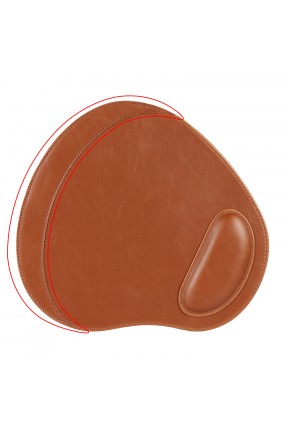 LONDO (MS-936) OVAL DERİ MOUSEPAD BİLEK DESTEKLİ RAHATLATICI SÜNGERLİ - TABA