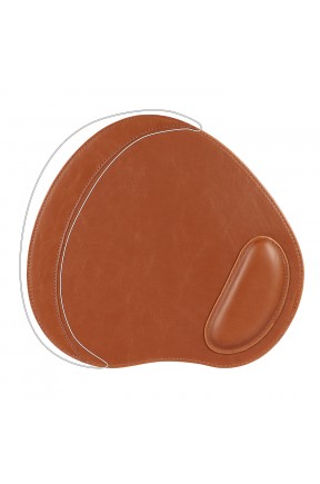 LONDO (MS-940) OVAL DERİ MOUSEPAD BİLEK DESTEKLİ RAHATLATICI SÜNGERLİ - TABA