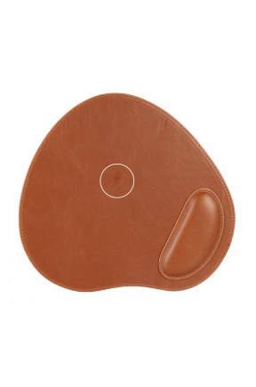 LONDO (MS-942) OVAL DERİ MOUSEPAD BİLEK DESTEKLİ RAHATLATICI SÜNGERLİ - TABA