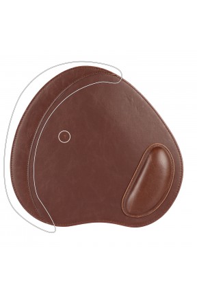 LONDO (MS-944) OVAL DERİ MOUSEPAD BİLEK DESTEKLİ RAHATLATICI SÜNGERLİ - KAHVERENGİ